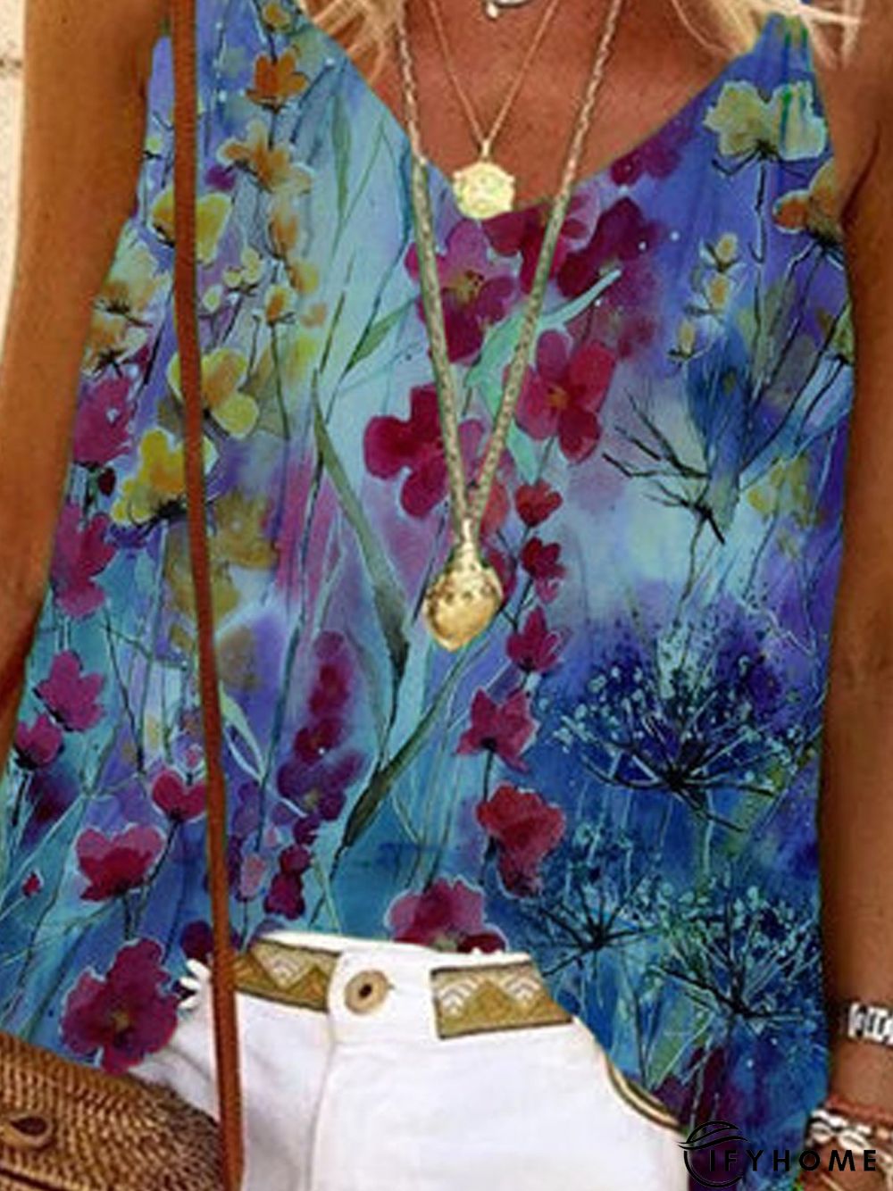 Plus Size Sleeveless V Neck Vintage Shirts & Tops | IFYHOME