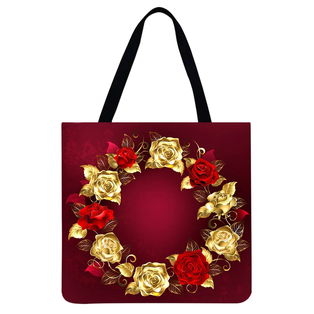 Linen Tote Bag - Rose Wreath