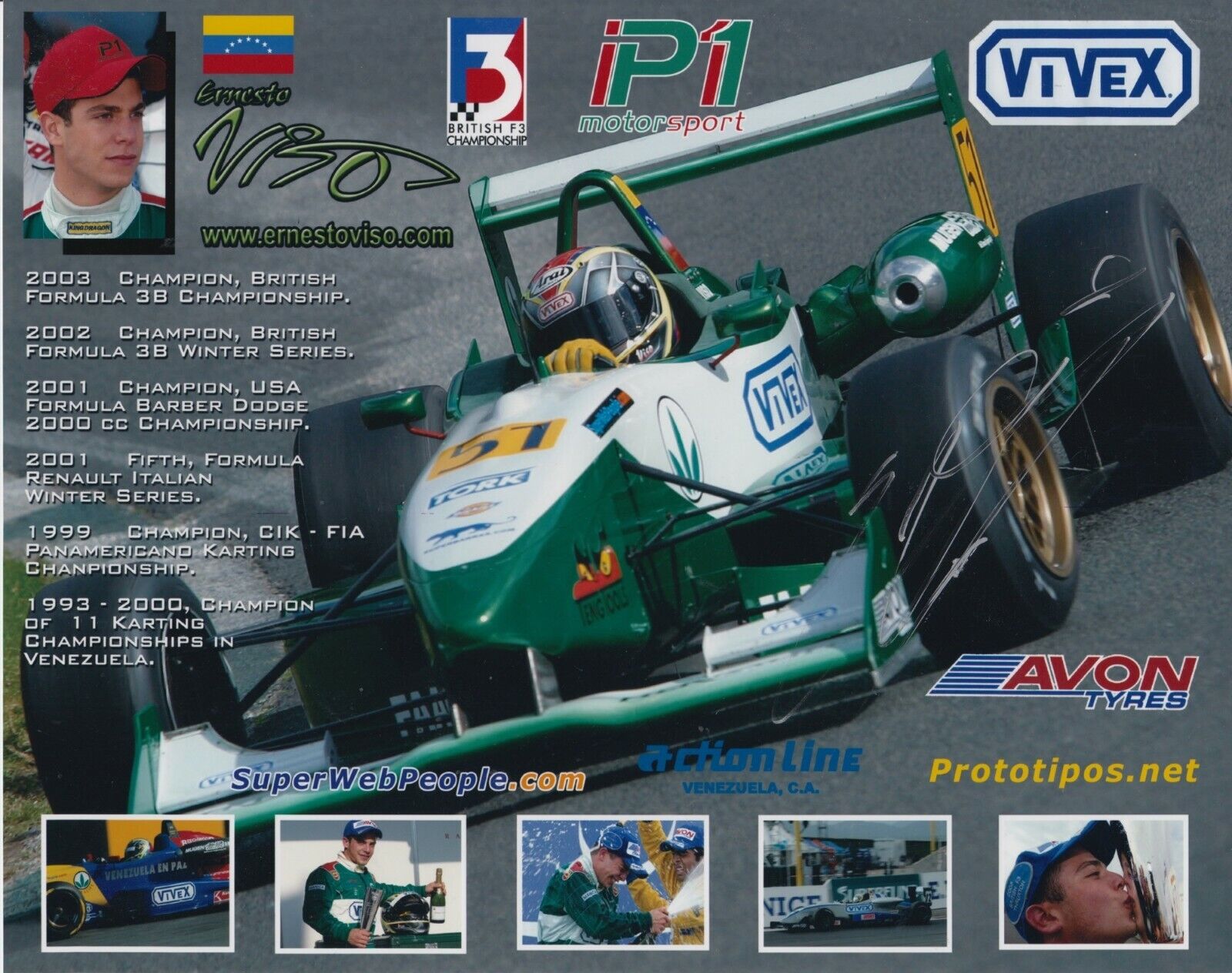 E. J. Viso Hand Signed 10x8 Photo Poster painting - F1 Autograph.