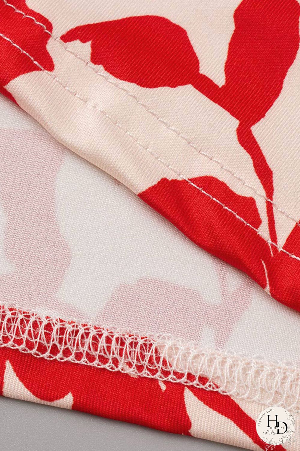 Red Casual Print Patchwork Oblique Collar Long Sleeve Two Pieces