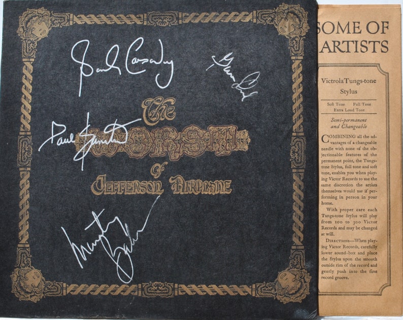 JEFFERSON AIRPLANE The WORST Of: Signed Album X4 Grace Slick, Marty Balin, Paul Cantner, Jack Casady wcoa