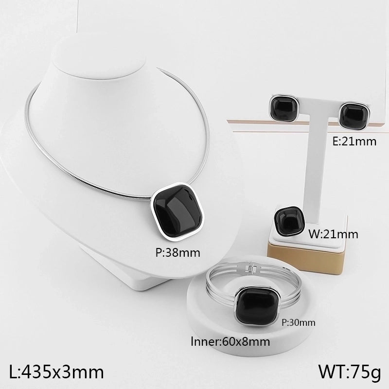 Minimalist Square 304 Stainless Steel 18K Gold Plated Jewelry Set