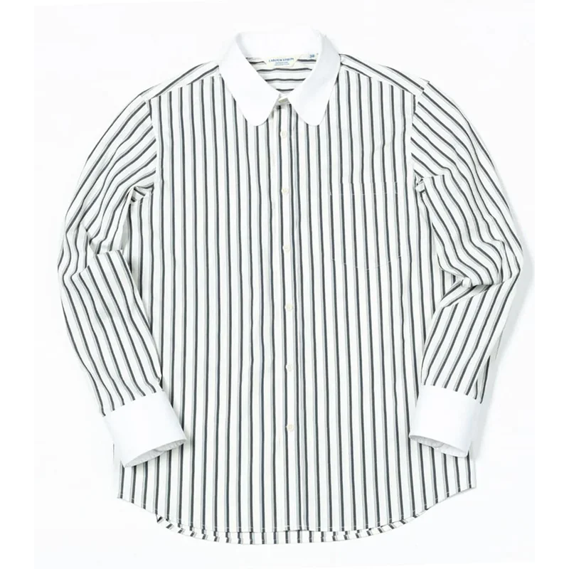 Vintage Club Neck Striped Casual Shirt