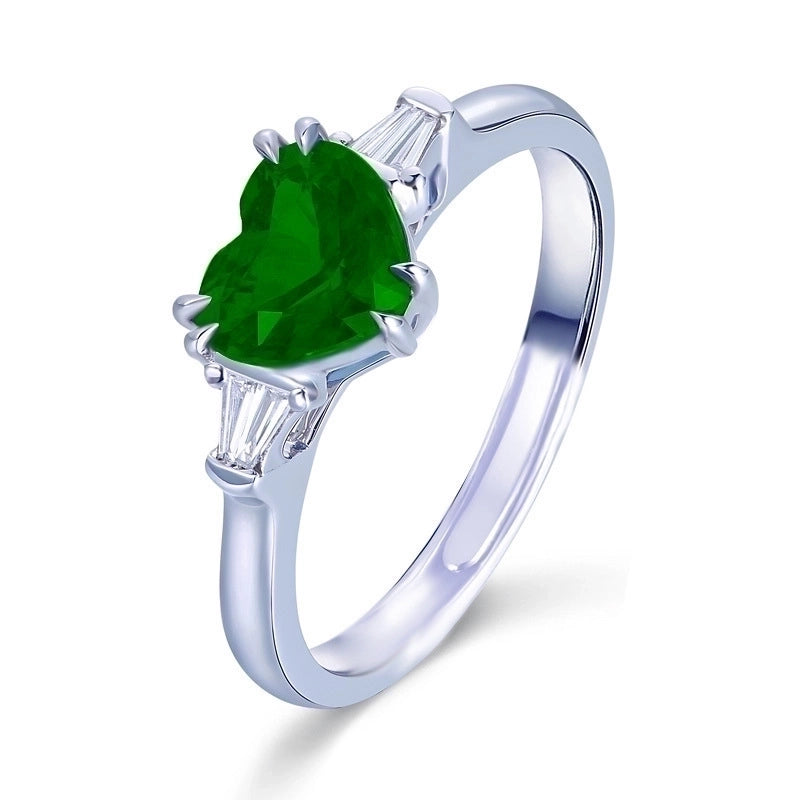 Copper Diamond Heart Artificial Gemstones Crystal Rings