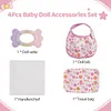 12"-16" Pink and White Bib Set 4 Pcs Reborn Baby Doll Accessories Set - RBBI-Myrebornbabydoll&reg; Myrebornbabydoll&reg;