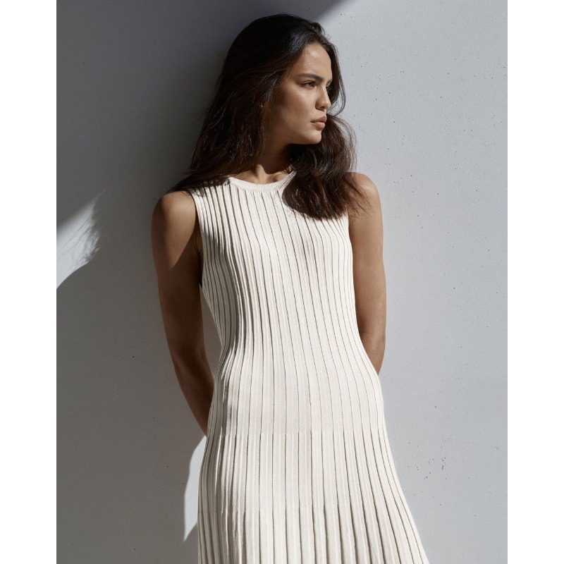 Ootddress Knitwear White Casual Long Dress For Women Sleeveless High Waist Slim Strapless Loose Dress Solid Basic Ladies Maxi Dress