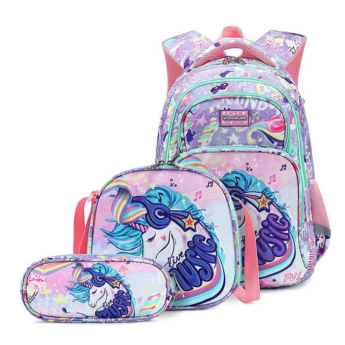 Girl's Unicorn Backpack with Lunch Bag Set