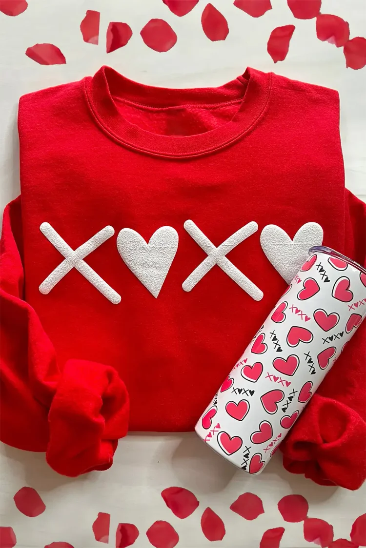 red xoxo heart sweatshirt