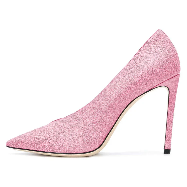 Pink Glitter Pointy Toe Stiletto Heels Vdcoo