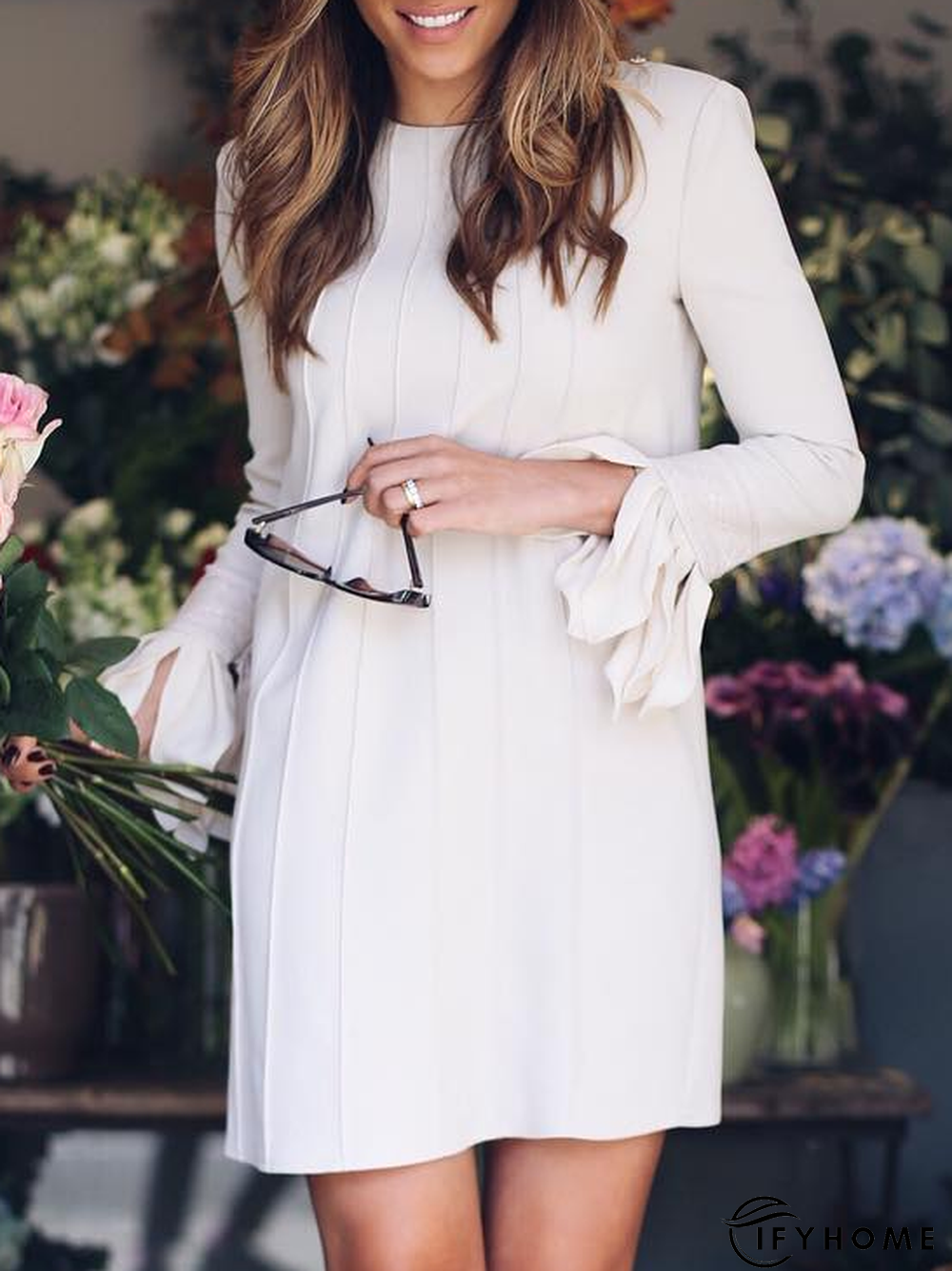 Casual Regular Fit Crew Neck Dress | IFYHOME