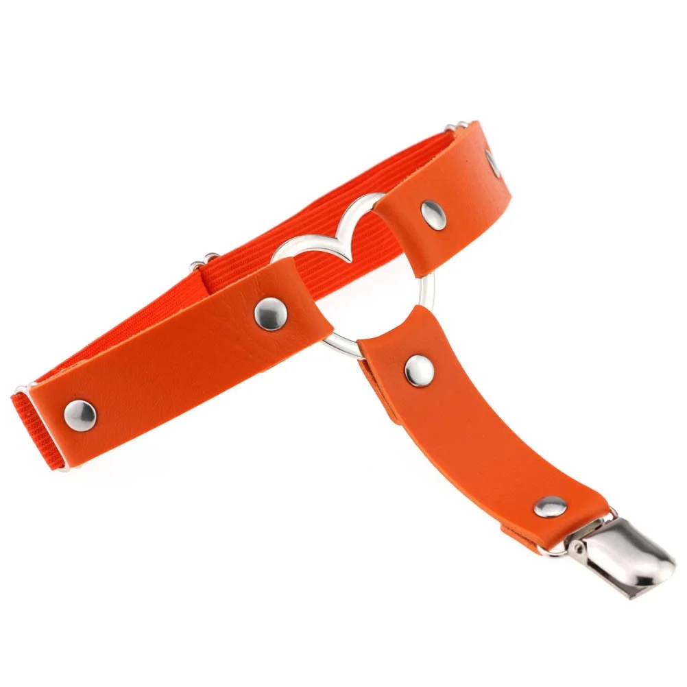 1pcs Women Sexy Punk Goth Heart PU Leather Elastic Garter Leg Thigh Ring Clothing Accessory Leg Suspender Sexy Stockings Garters