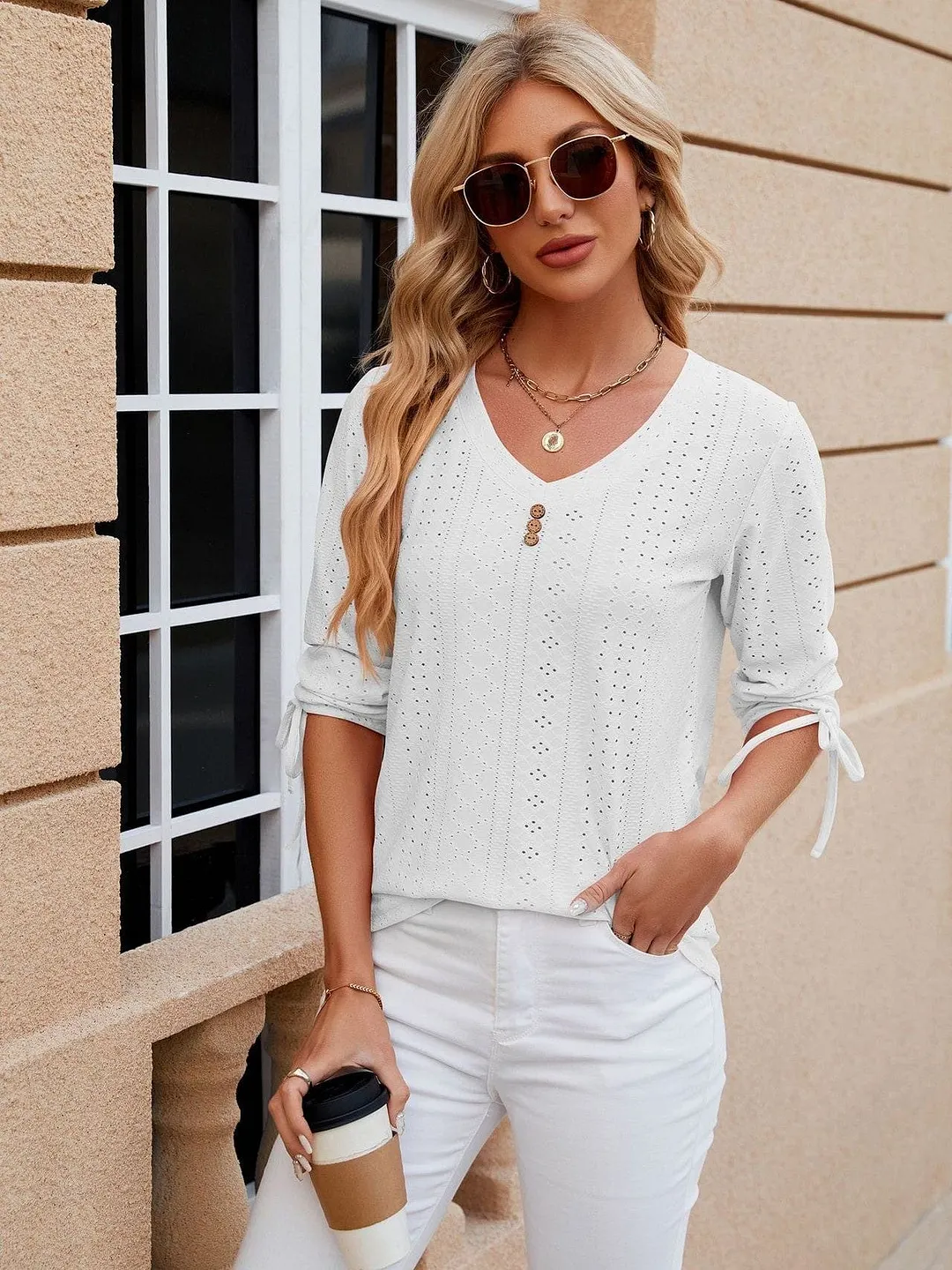 Grey Ribbed Knit Top with Short Sleeves