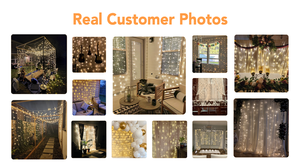 Tegooe LED Curtain Fairy Lights - 8 Modes