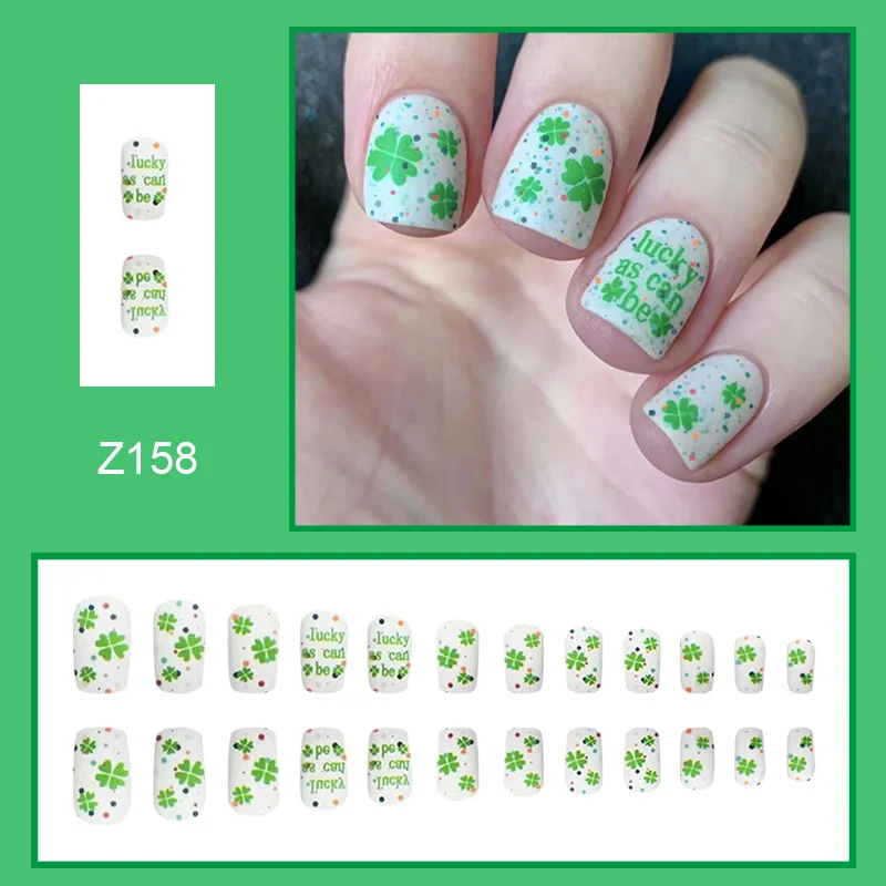 Churchf Nail Nail Square St. Patrick's Day Clover Scrub Finished Lucky Grass Nail Patch