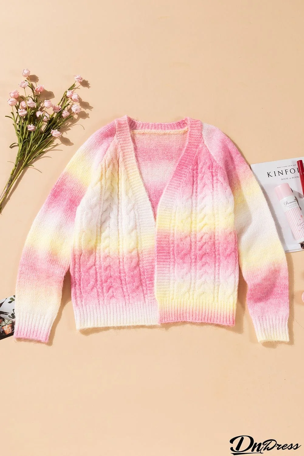 Cute Colorblock Tie-dye Cardigan