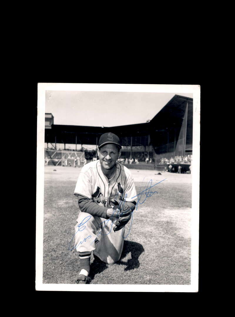 Enos Slaughter JSA Coa Signed Vintage 4x5 50`s St Louis Cardinals Original Photo Poster painting