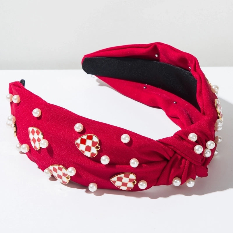 Women’s Elegant Heart Shape Imitation Pearl Alloy Cloth Hair Band