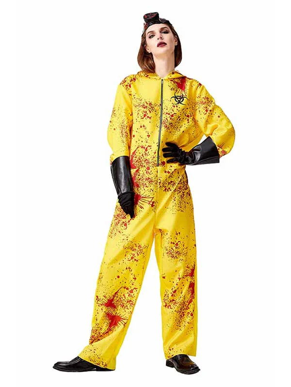 Hazard Halloween Costume Virologist Infected Jumpsuit-elleschic