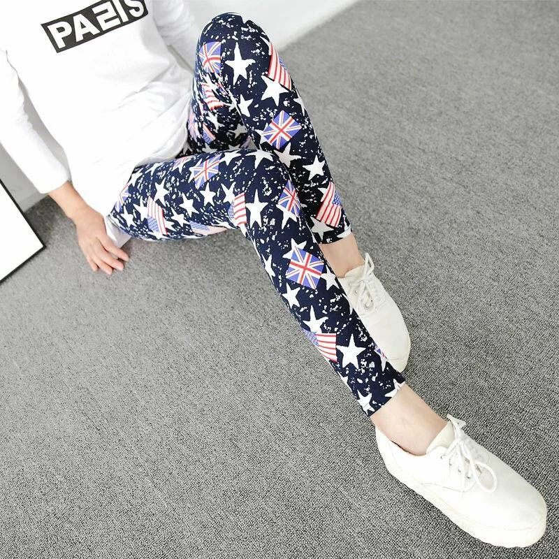CUHAKCI Printed Leggings Women Workout Polyester High Waist Leggins Fitness Gym Activewear Pencil Pants