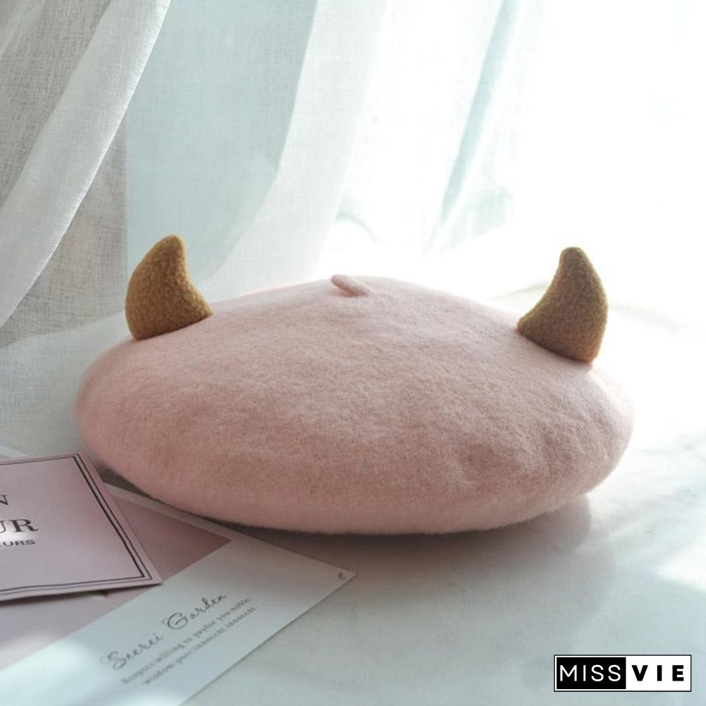 Kawaii Little Devil Horns Beret Hat