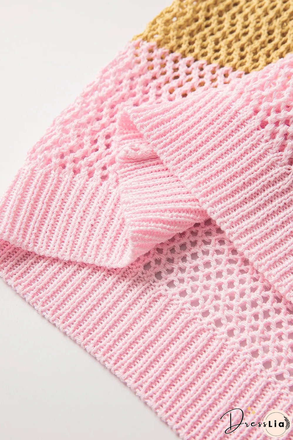 Color Block Round Neck Cap Sleeve Knit Top