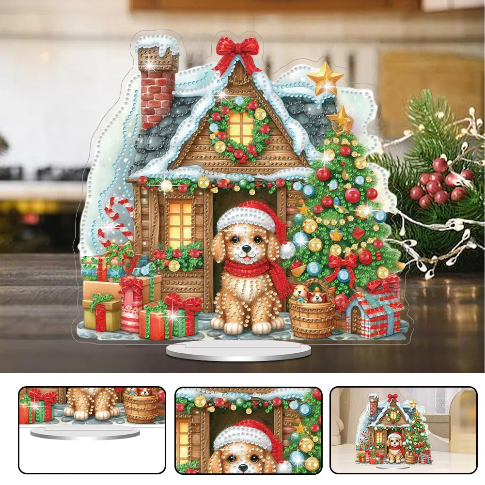 DIY Christmas Dog House Acrylic Special Shaped Diamond Painting Desktop Decorations
