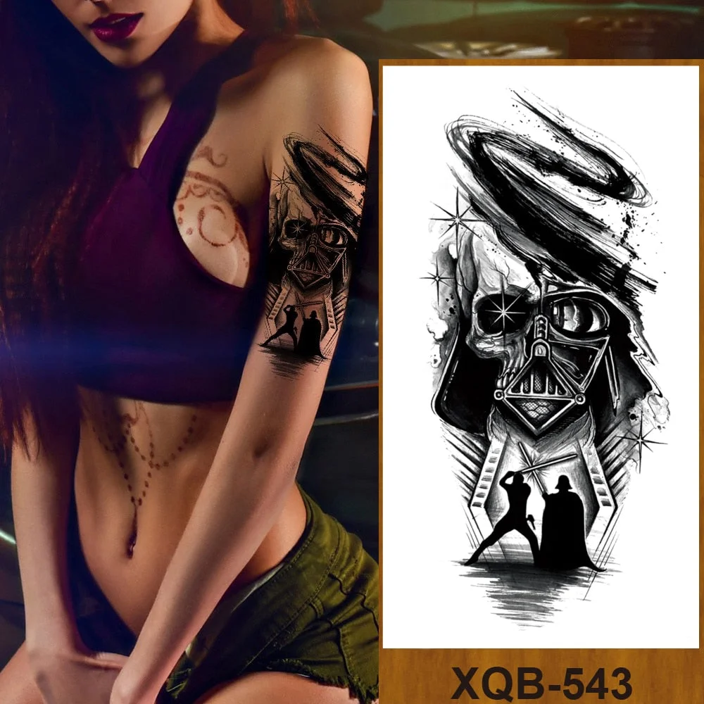 Temporary Tattoo Sticker Men Women Body Fake Tatoo Mechanical Robotic Arm Photorealistic Steampunk Astronaut Compass