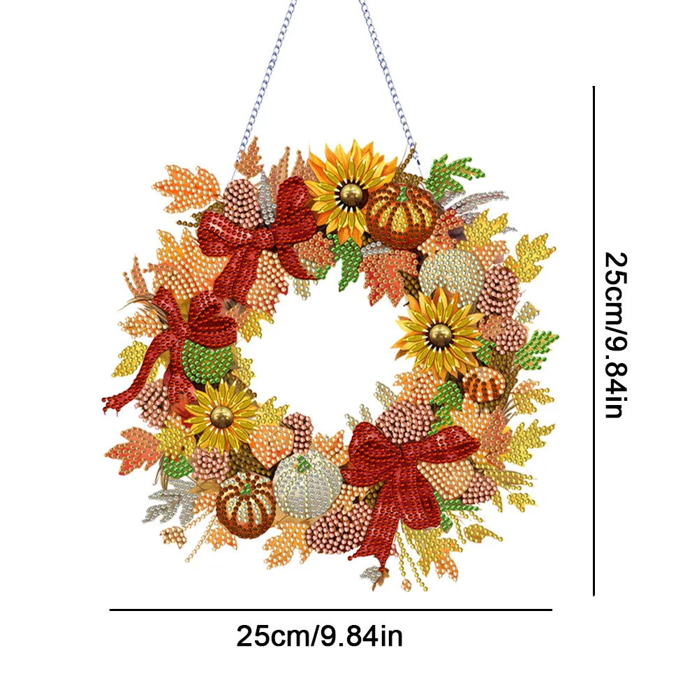 DIY Autumn Pumpkin Acrylic Single Side Special Shaped Diamond Painting Wreath Ornament