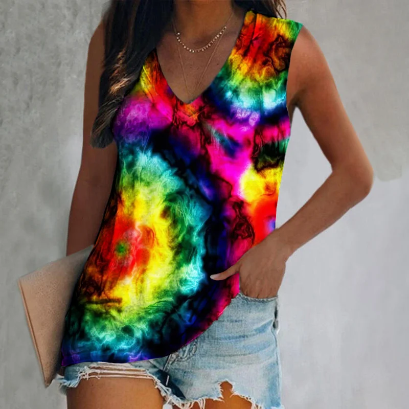 Tie dye colorful print women's vest designer