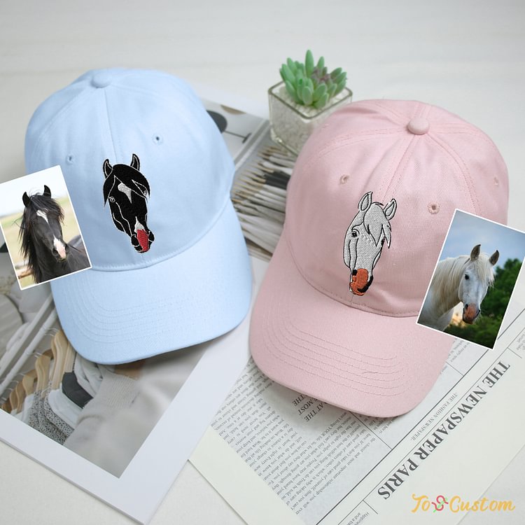 TOSCUSTOM™ Custom Horse Hat Embroidered Portrait Personalized Equestrian Cap