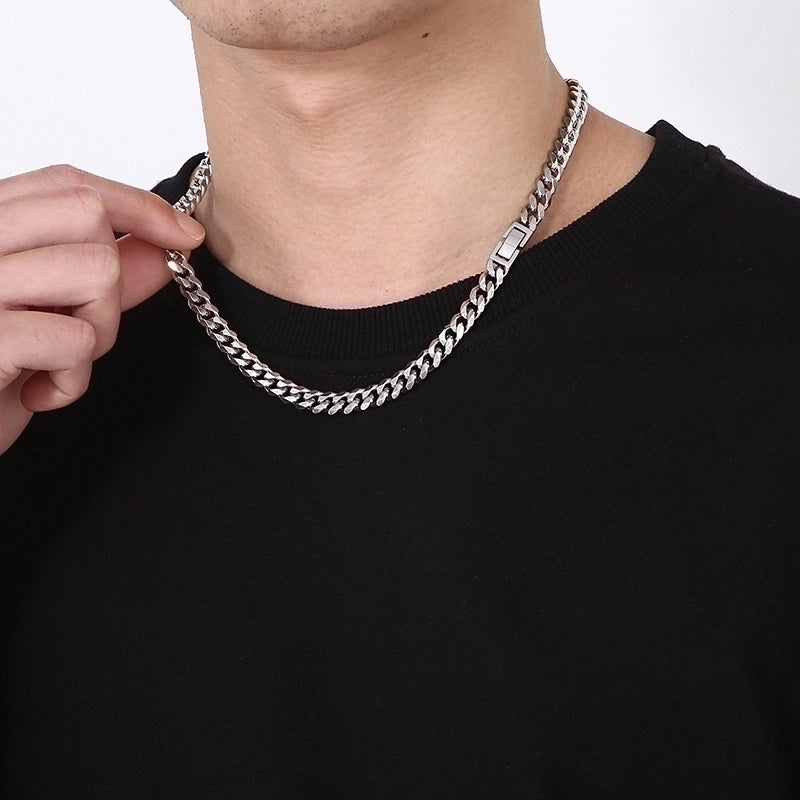 Hip-hop Rock Solid Color Stainless Steel Men’s Necklace