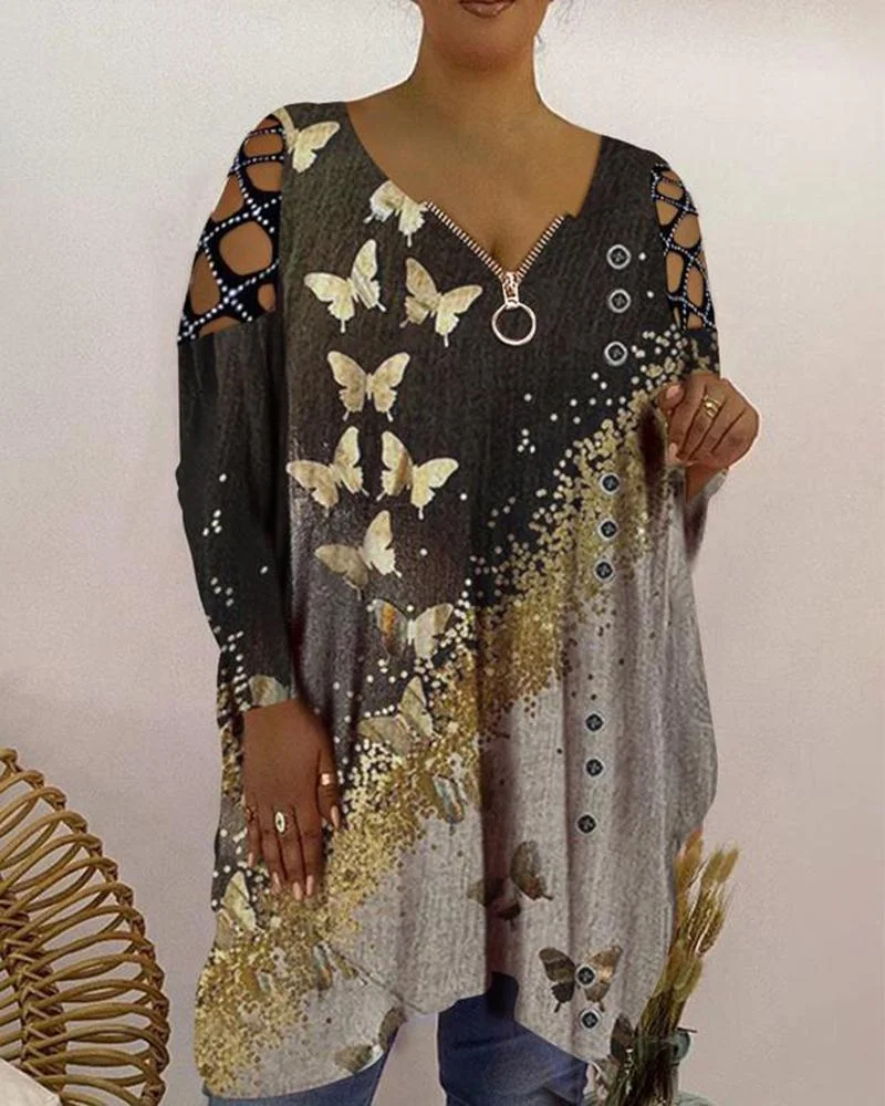 Woman's Printed Casual Long Sleeve T-shirt-14