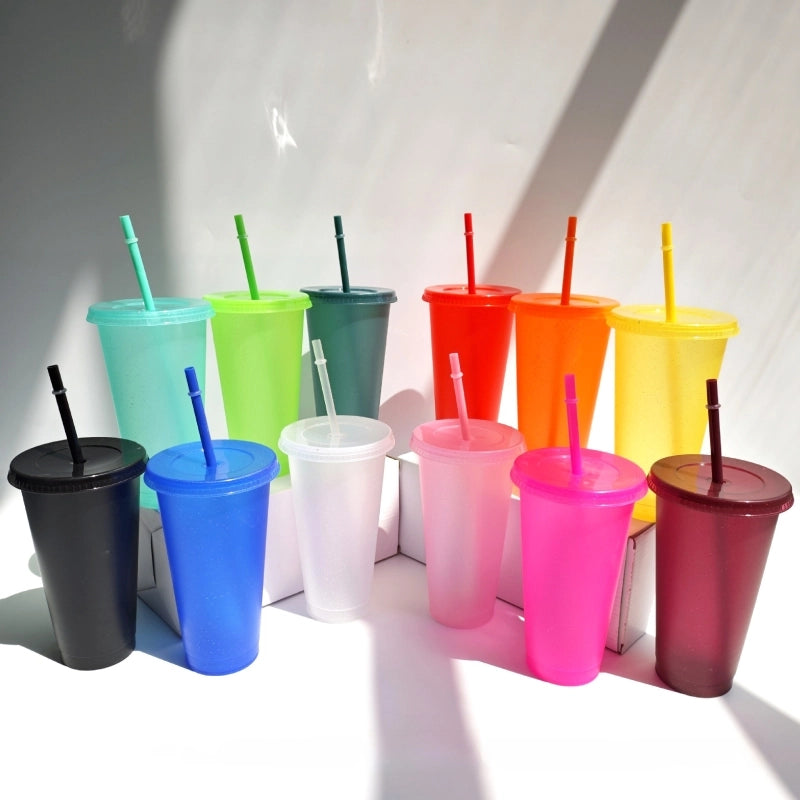 Factory Straight Out Of Cross-border Explosions Large Capacity 710ml Creative Pp Plastic 15 Color Glitter Sipper Cup Logo