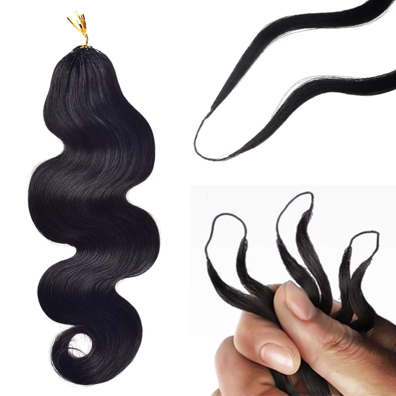 Body Wave Crochet Human Hair Pre Loop Extensions BORUIHAIR