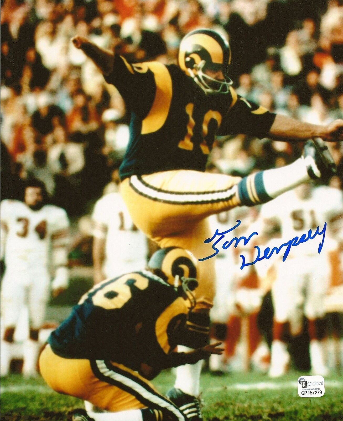 Tom Dempsey Signed Rams 8x10 Photo Poster painting GAI/DNA COA Picture Autograph Los Angeles LA