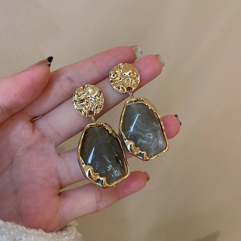 925 silver pin resin geometric earrings