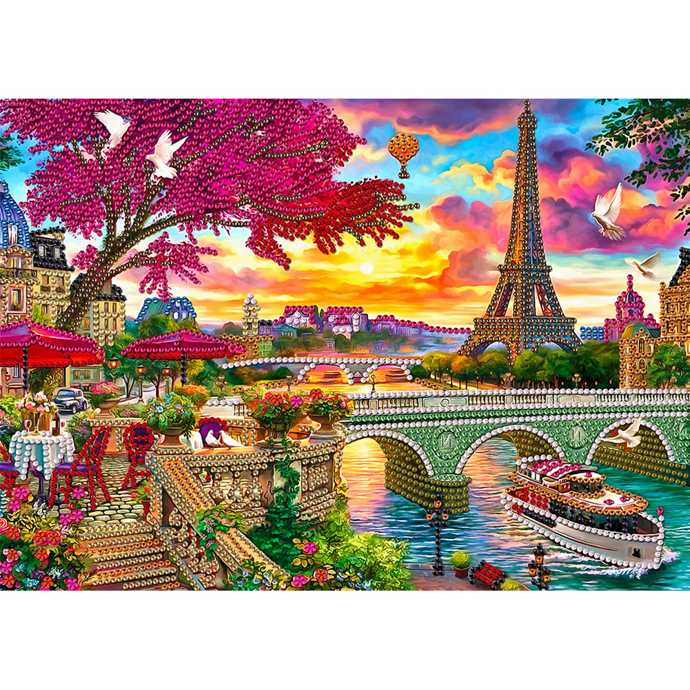 Eiffel Tower 40*30CM(Canvas) Special Shaped Drill Diamond Painting gbfke