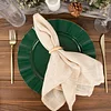 10 Pack | 11" Hunter Emerald Green Hard Plastic Dinner Plates with Gold Ruffled Rim, Large Heavy Duty Disposable Dinnerware