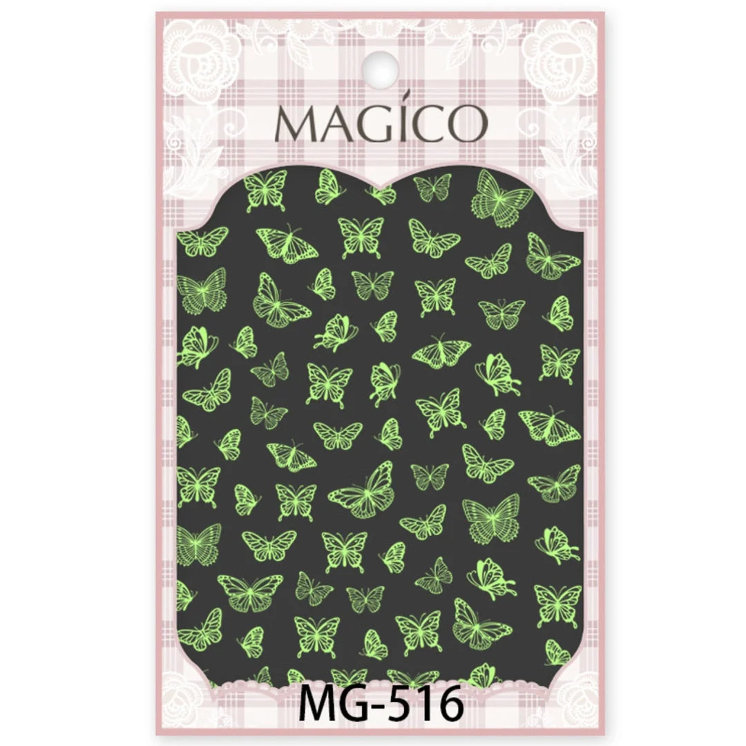 Beautizon Luminous Effect Nail Sticker 3D Engraved Glow in the Dark Nail Art Decorations Nail Decals Design