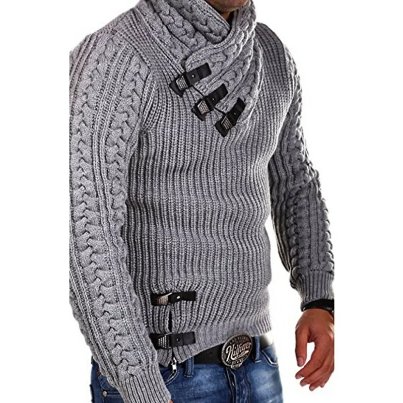 Uveng Uveng Ebay New Men's Sweater Long Sleeve Leather Buckle Top Jumper Men's