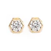 14K Yellow Gold 2 ct tw Round Brilliant Cut Lab Diamond Hexagon Bezel Setting Stud Earrings