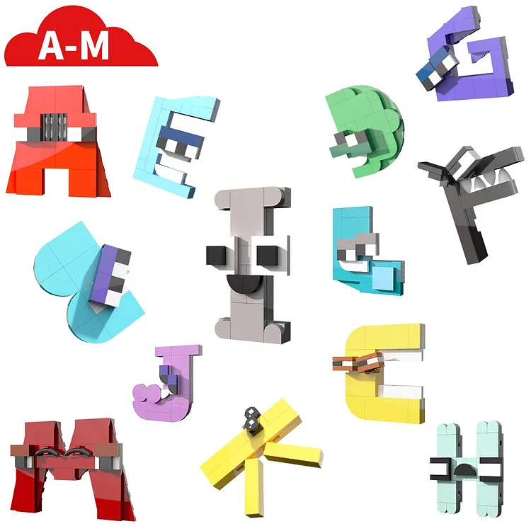 Arabic Numerals Style Alphabet Building Blocks Kit English Letters Lore  (1-9) Education Bricks Toys For Children Kid Christmas GiftsFree gift (+-)  