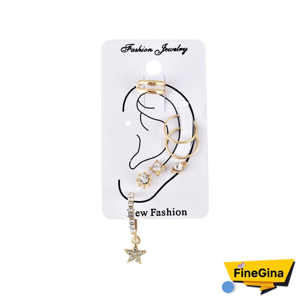 Personalized Fashion Full Diamond Five-Pointed Star Stud Earrings Set