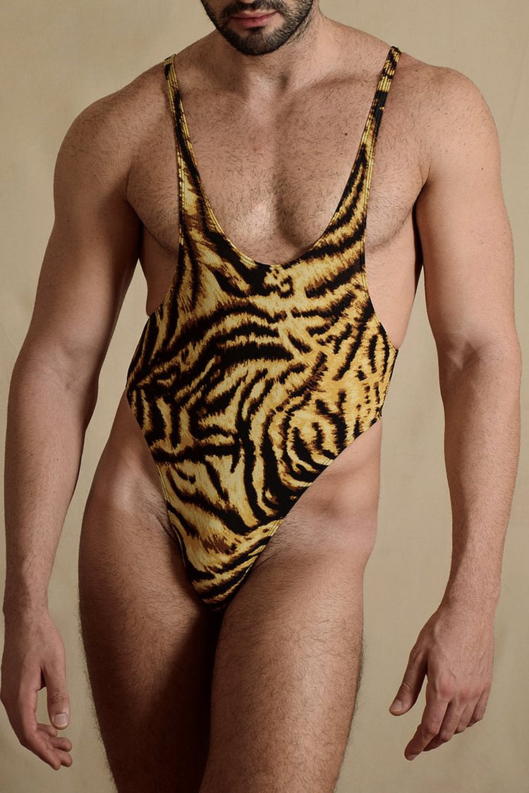 Men's Sexy Tiger Stripes Stretchy Bodysuit [Pre-Order]