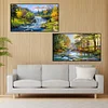 (US Local)2pack Landscape 5D DIY Full Drill Round Big Size Diamond Painting Kit Home Decor 70x40cm