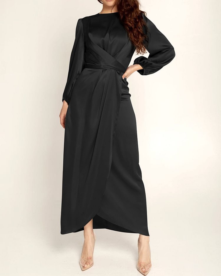 belted solid color dress