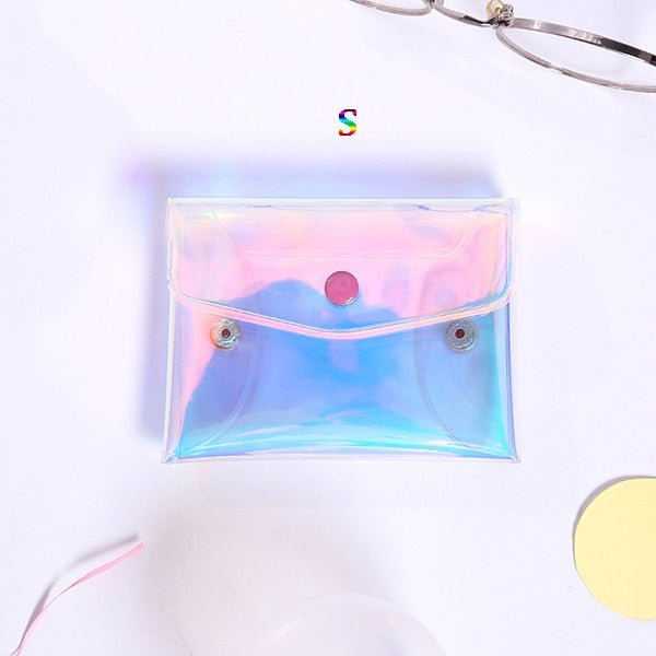 eTya Transparent Coin Purse Women Wallet Laser PVC Card Pencil Cosmetic Money Clutch Bag Case Female Mini Zipper Wallets Pouch