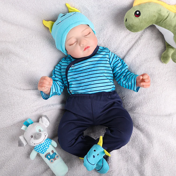 Babeside 20" Realistic Infant Baby Doll Blue Stripes Boy Star
