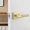 [US Local Warehouse] Verdurancd Heavy Duty Privacy Doors Handles with Locks Square Entrydoor Knurled Handle for Left Right Sided for Front Entrance and Bedrooms Passage