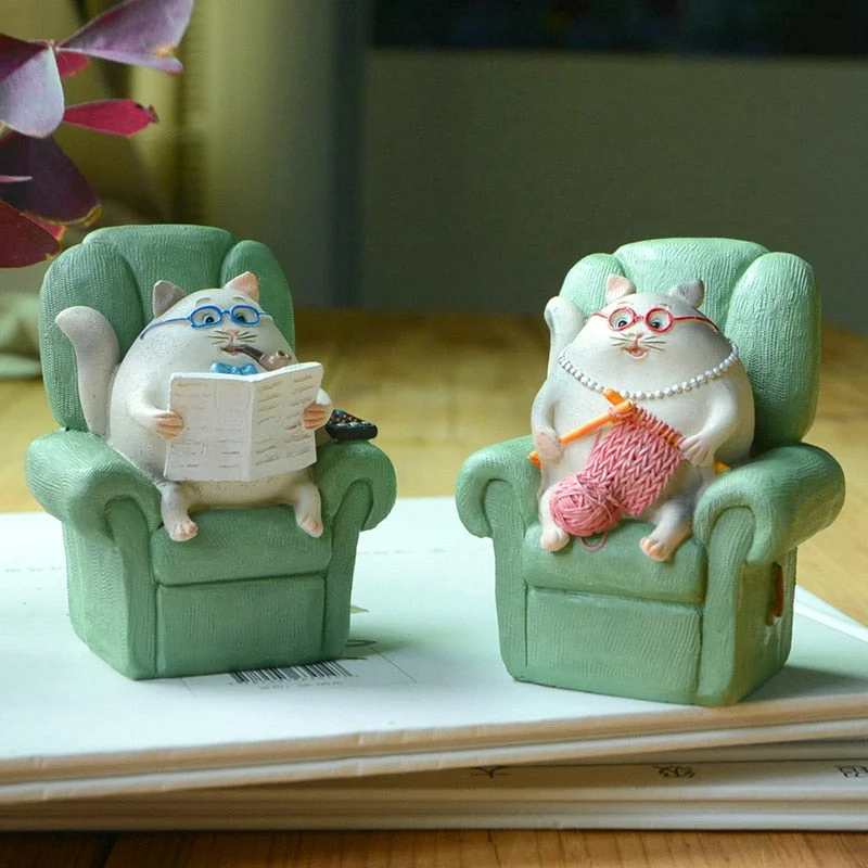 Cute Simulated Cat Ornaments Anime Figures Kawaii Room Decor Gifts for New Year 2022 Kitten Figurines for Interior